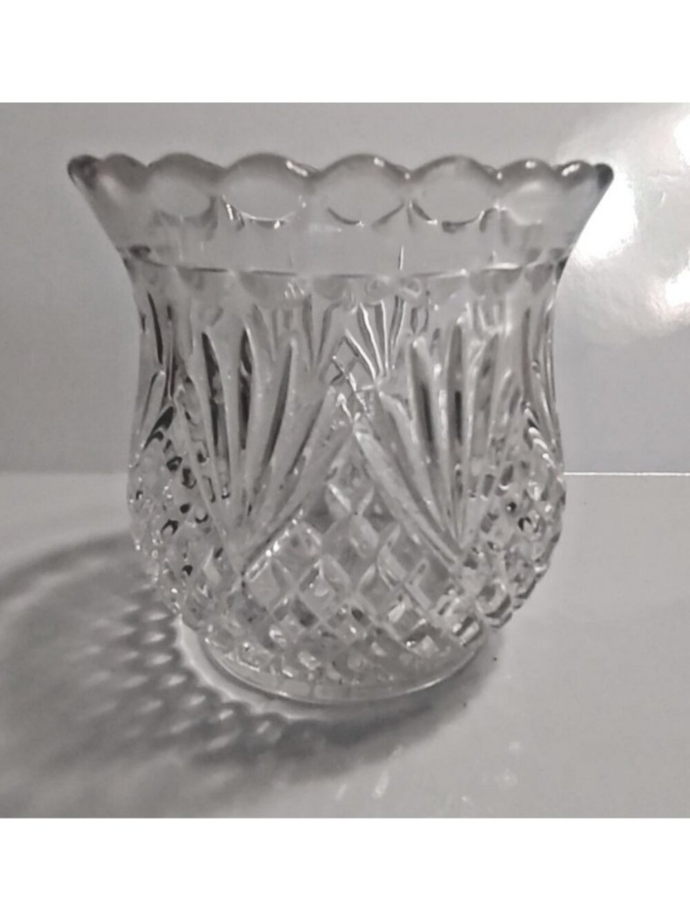 Early American Pressed Glass Pineapple & Fan Celery Vase US Glass